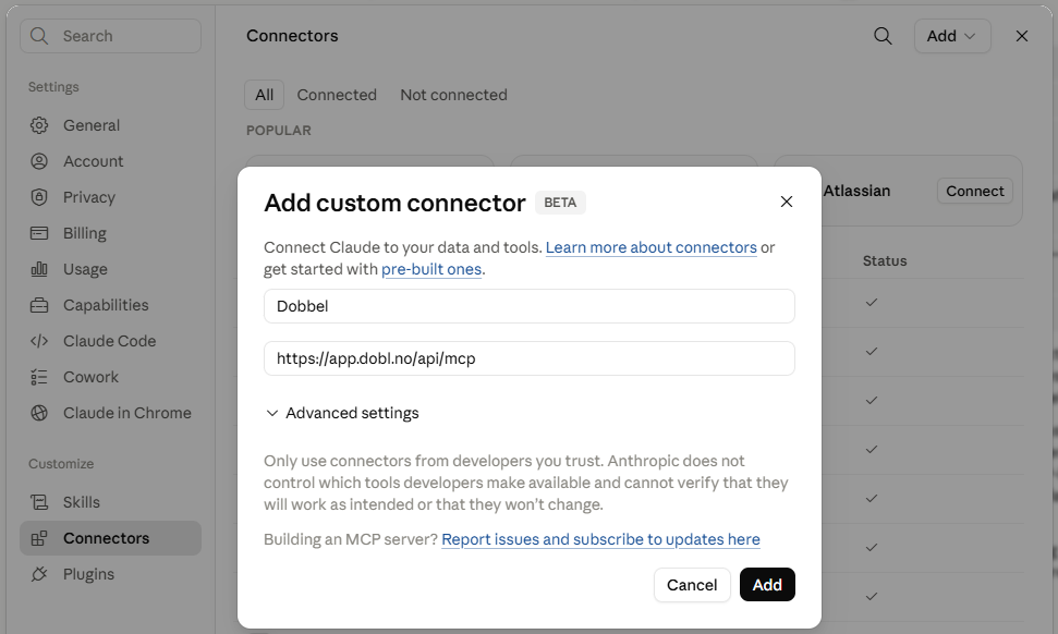 Add custom connector